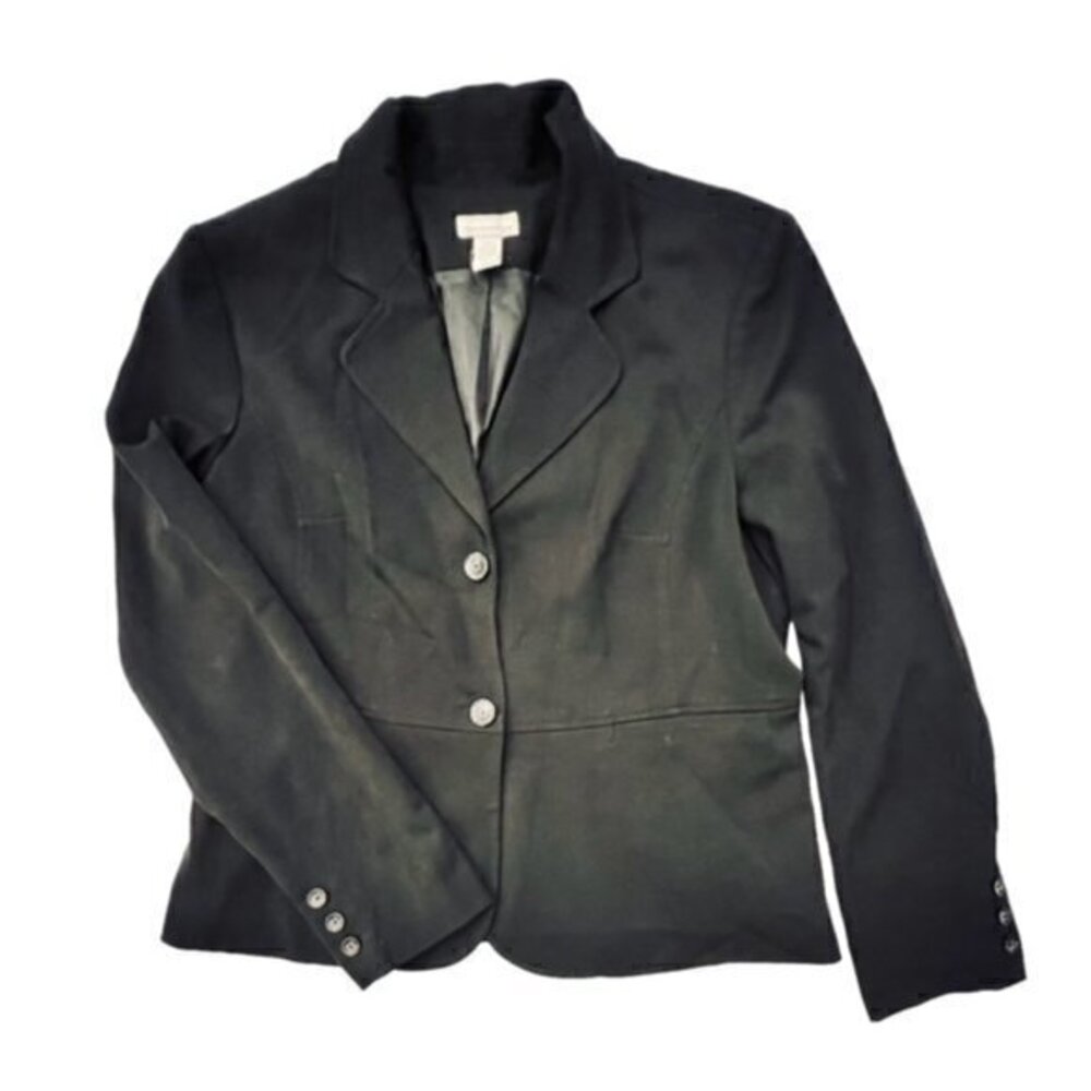 Charter Club Women's Blazer Size 14 Black 2 Button Front Lined Business Dressy